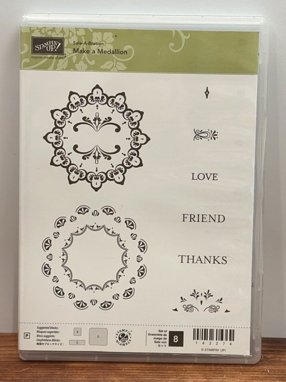 STAMPIN' UP! 143274 MAKE A MEDALLION PHOTOPOLYMER STAMP SET LOVE FRIEND THANKS